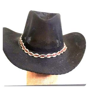 Black woven cowgirl hat
